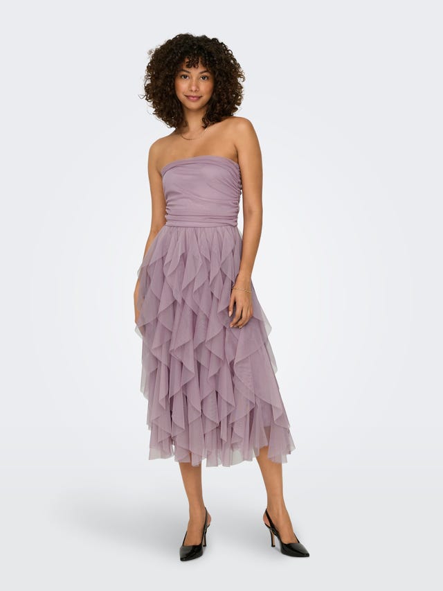 ONLY Stropløs kjole med flæser - 15321340