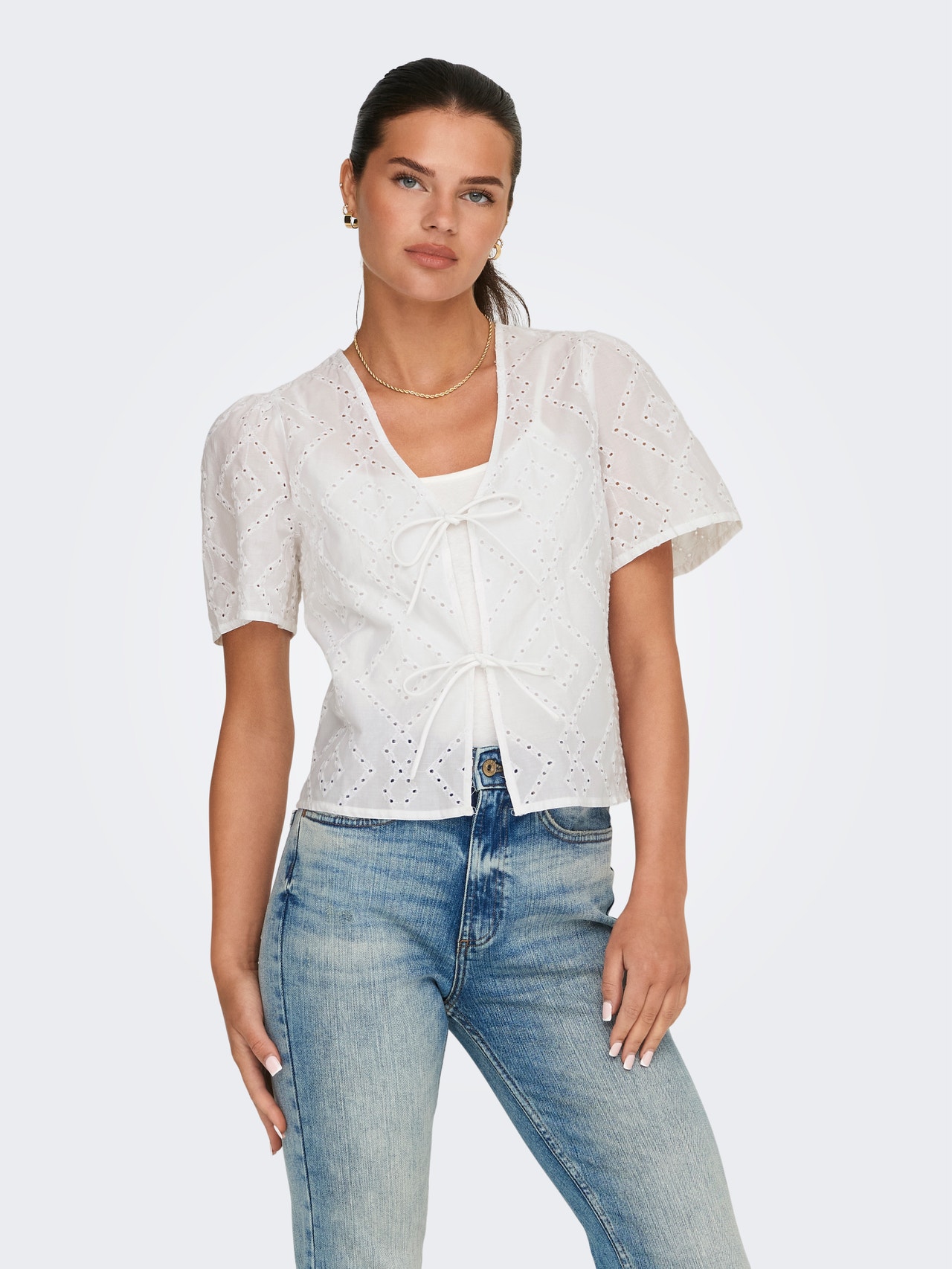 ONLY Normal geschnitten V-Ausschnitt Top -Bright White - 15321391