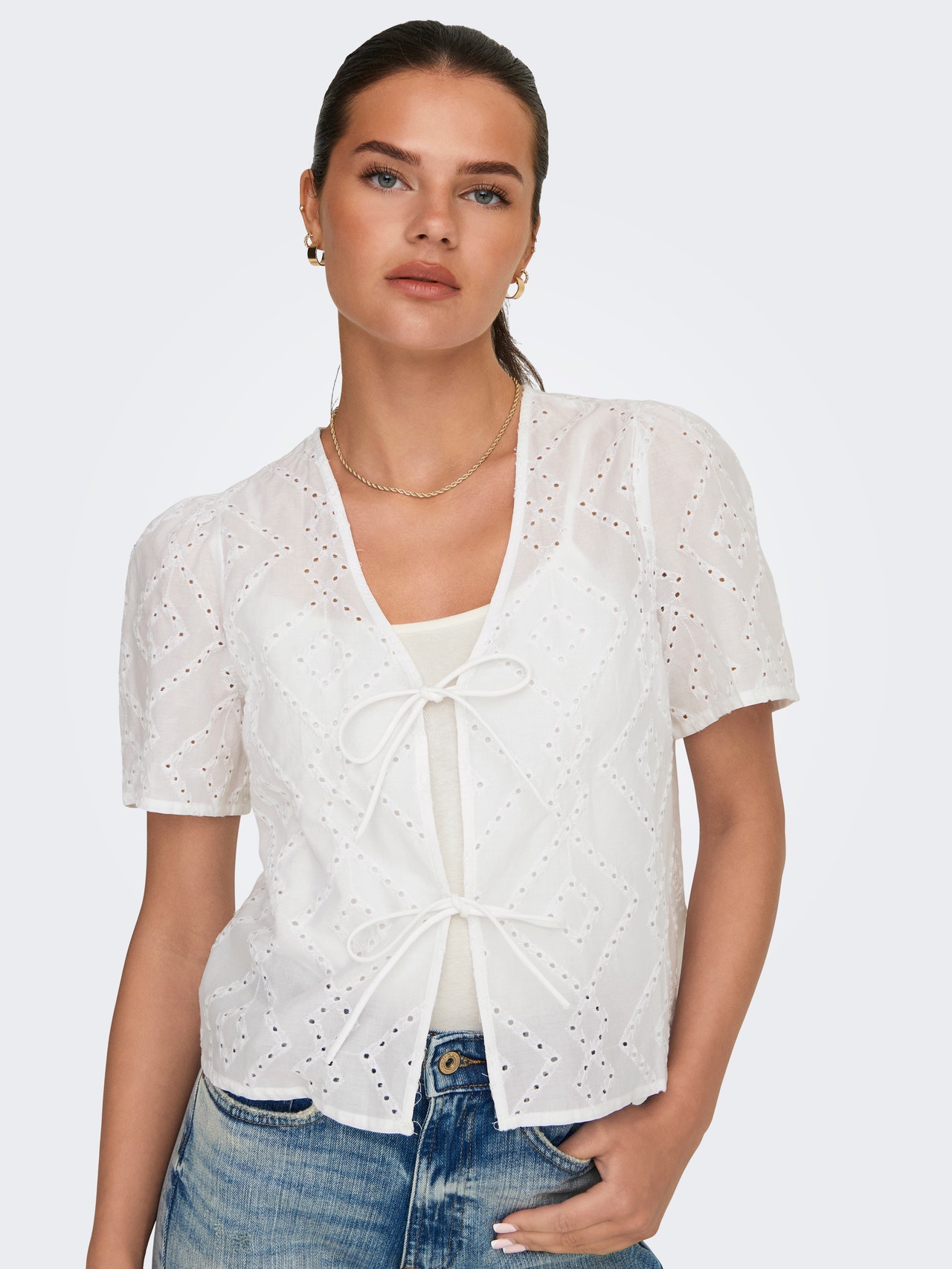 ONLY Regular fit V-Hals Top -Bright White - 15321391