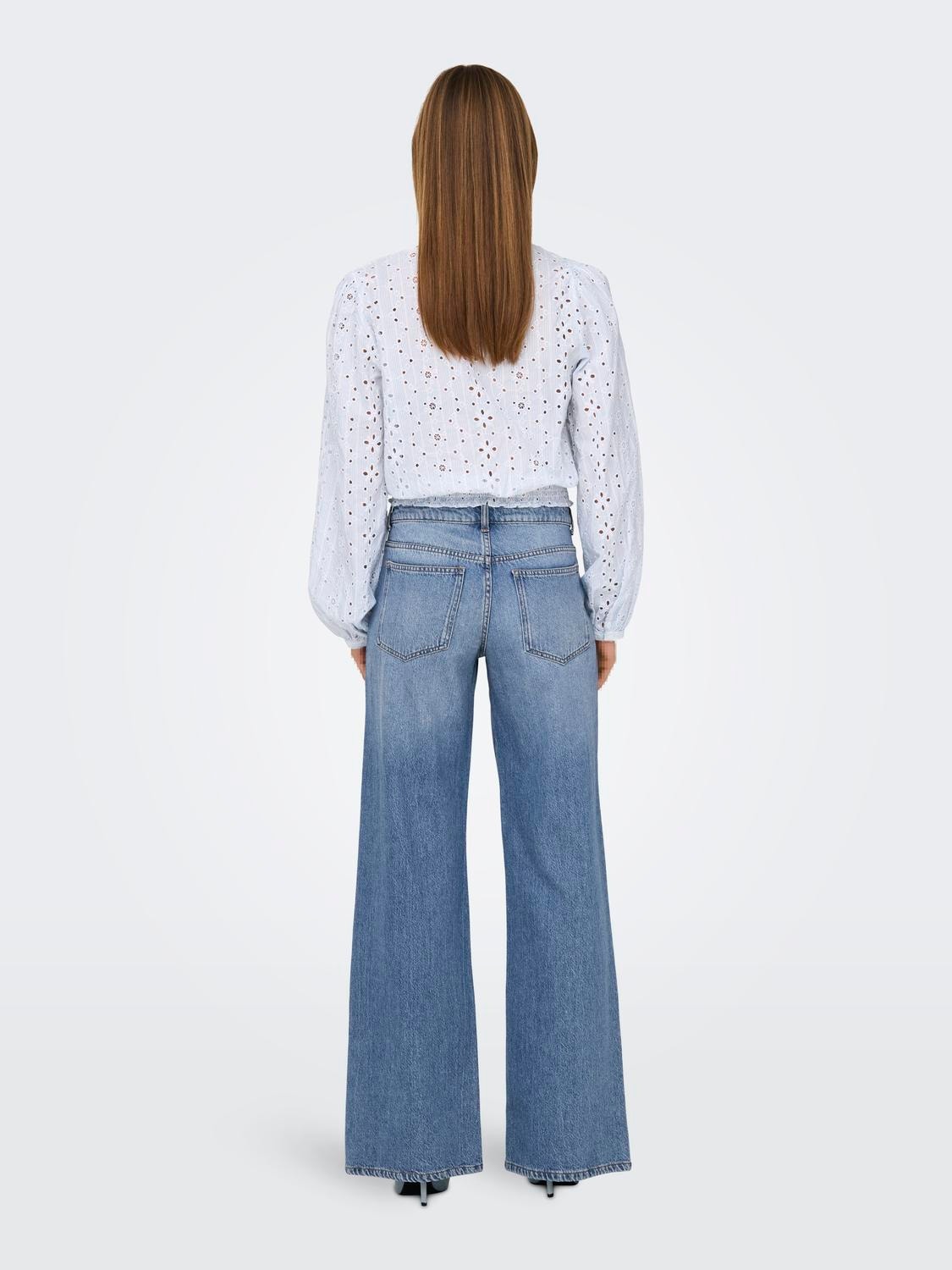 ONLY Wide Leg Fit Low waist Jeans -Medium Blue Denim - 15321397
