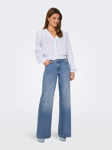ONLY ONLBRITNEY LOW waist WIDE Jeans -Medium Blue Denim - 15321397