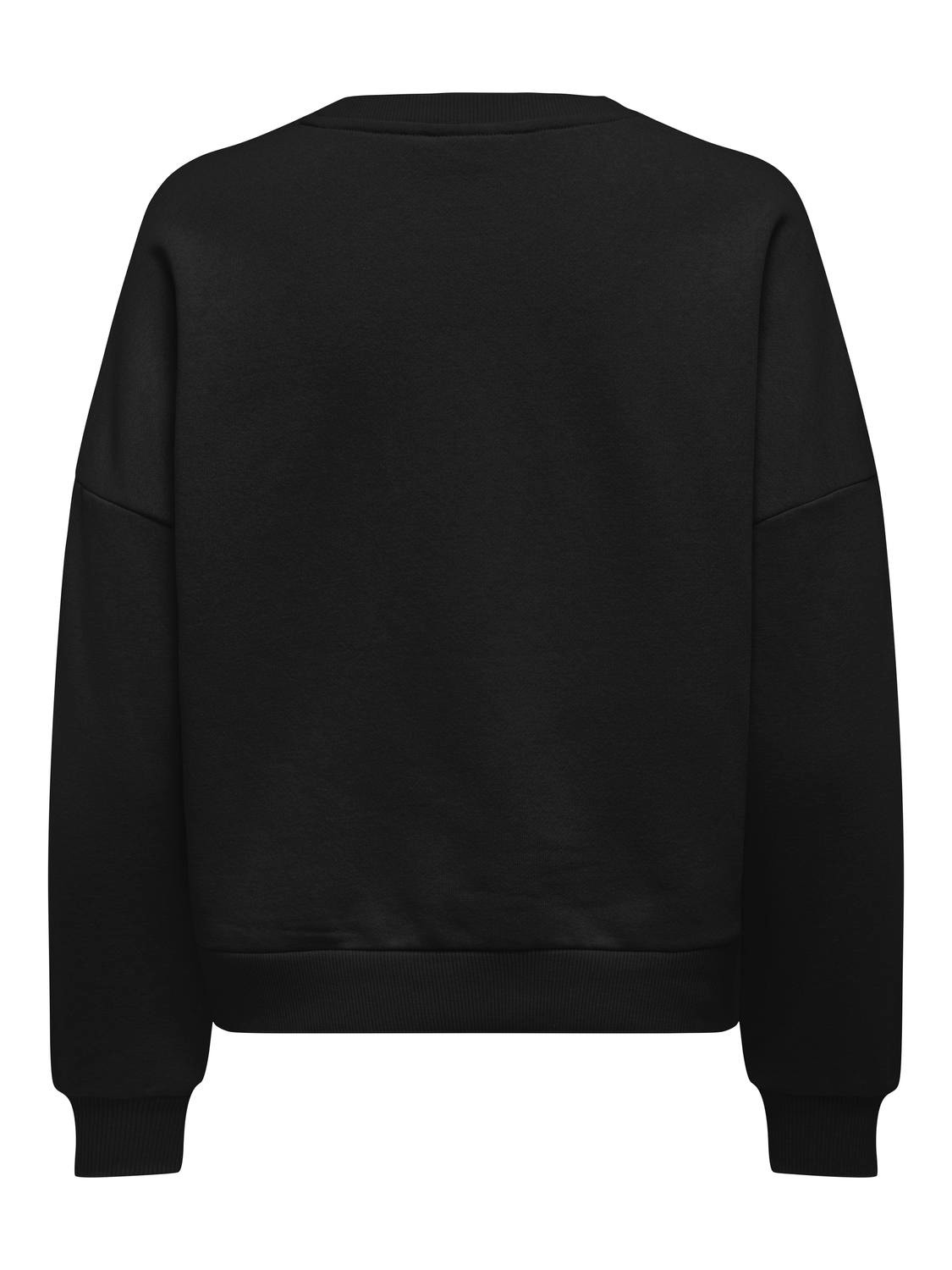 ONLY Normal geschnitten Rundhals Tief angesetzte Schulter Sweatshirt -Black - 15321400