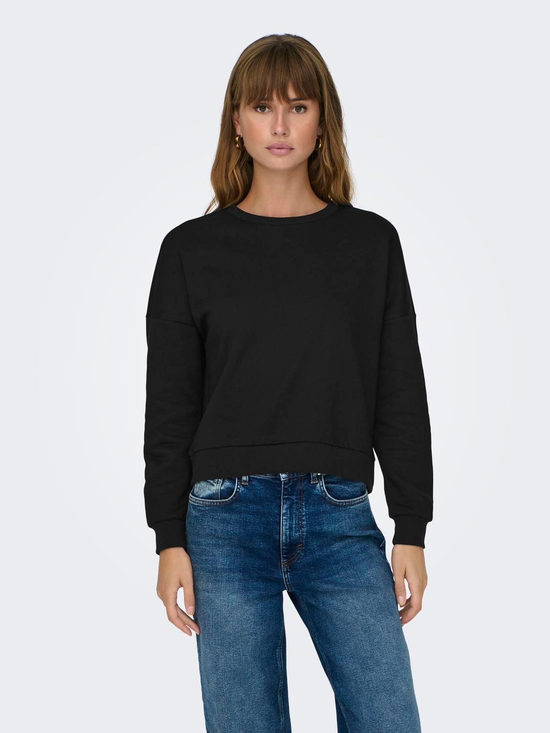 ONLY Ensfarvet sweatshirt -Black - 15321400