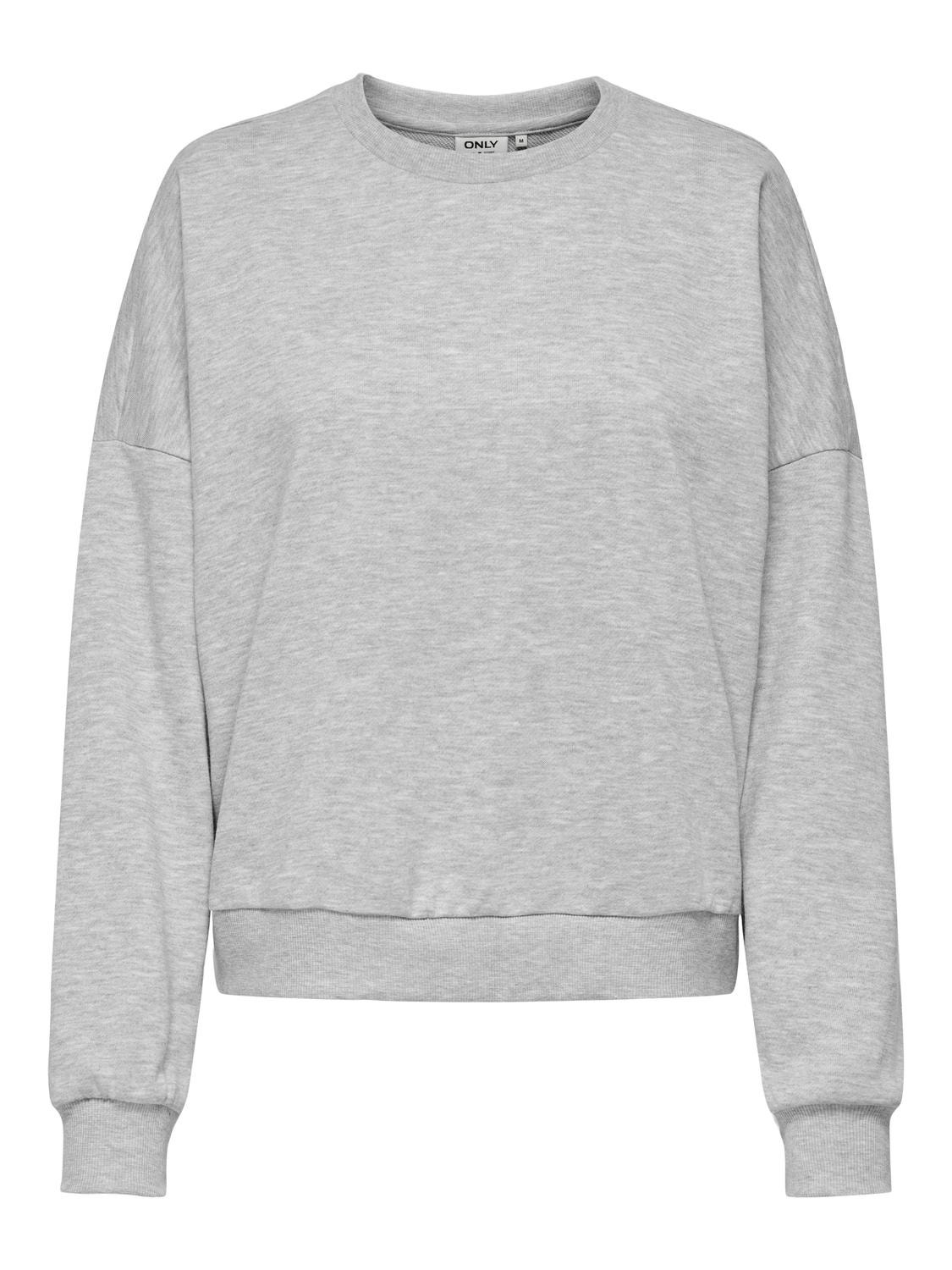ONLY Normal geschnitten Rundhals Tief angesetzte Schulter Sweatshirt -Light Grey Melange - 15321400
