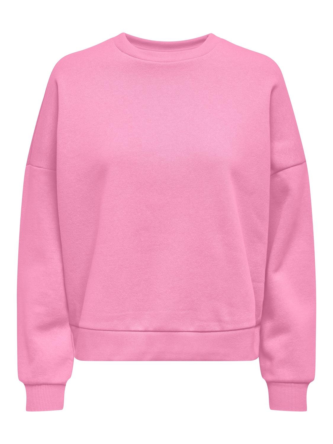 ONLY Regular Fit Round Neck Dropped shoulders Sweatshirt -Fuchsia Pink - 15321400