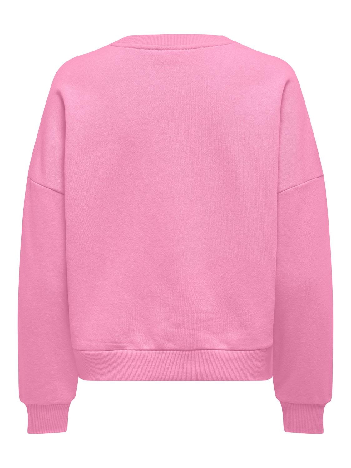 ONLY Normal geschnitten Rundhals Tief angesetzte Schulter Sweatshirt -Fuchsia Pink - 15321400