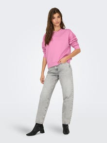 ONLY Normal geschnitten Rundhals Tief angesetzte Schulter Sweatshirt -Fuchsia Pink - 15321400
