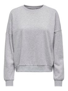 ONLY Normal geschnitten Rundhals Tief angesetzte Schulter Sweatshirt -Light Grey Melange - 15321400