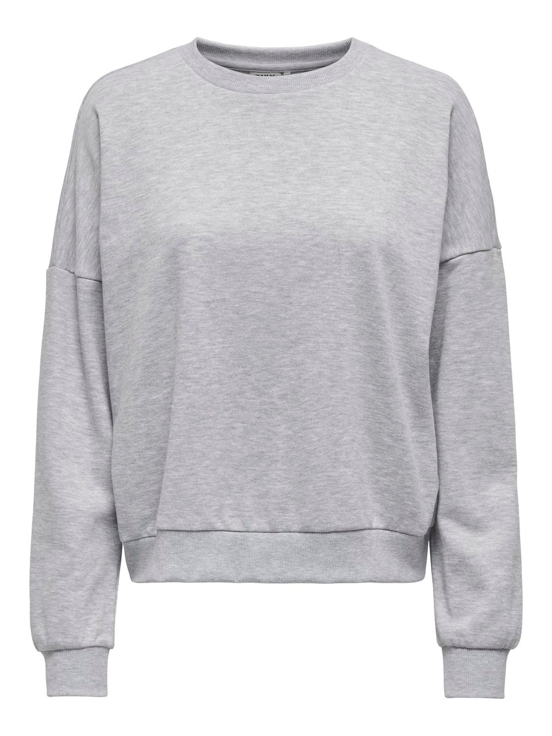 ONLY Regular Fit Round Neck Dropped shoulders Sweatshirt -Light Grey Melange - 15321400