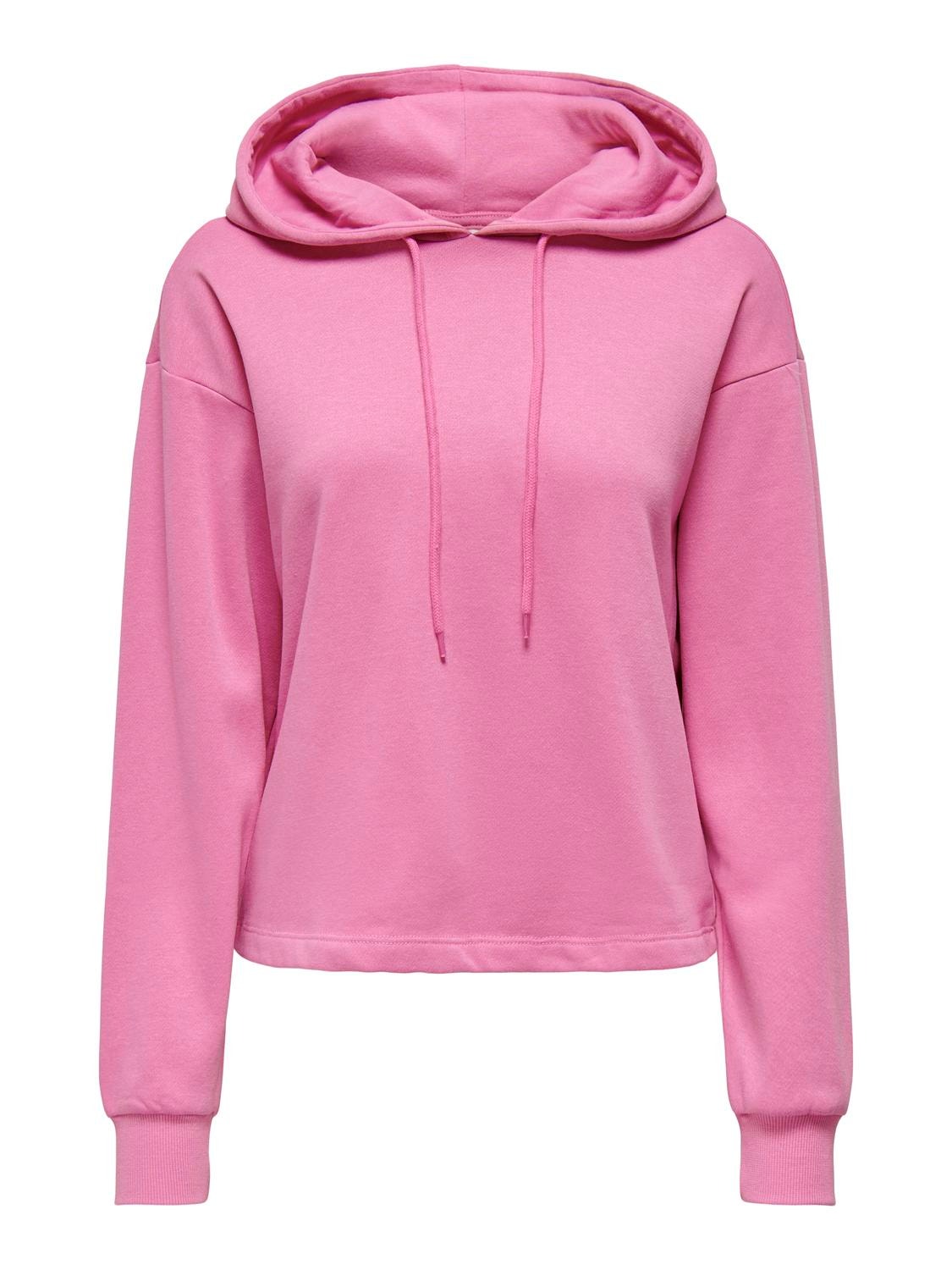 ONLY Regular Fit Hoodie Dropped shoulders Sweatshirt -Fuchsia Pink - 15321401