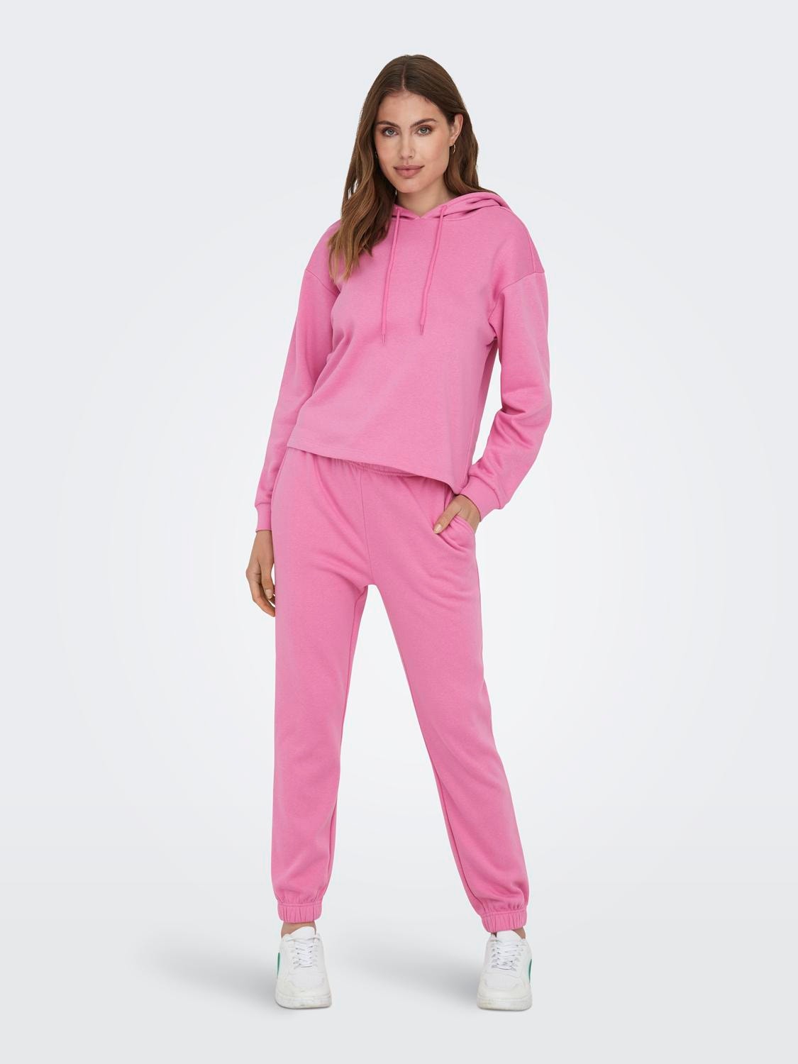 ONLY Sweat-shirt Regular Fit Sweat à capuche Épaules tombantes -Fuchsia Pink - 15321401