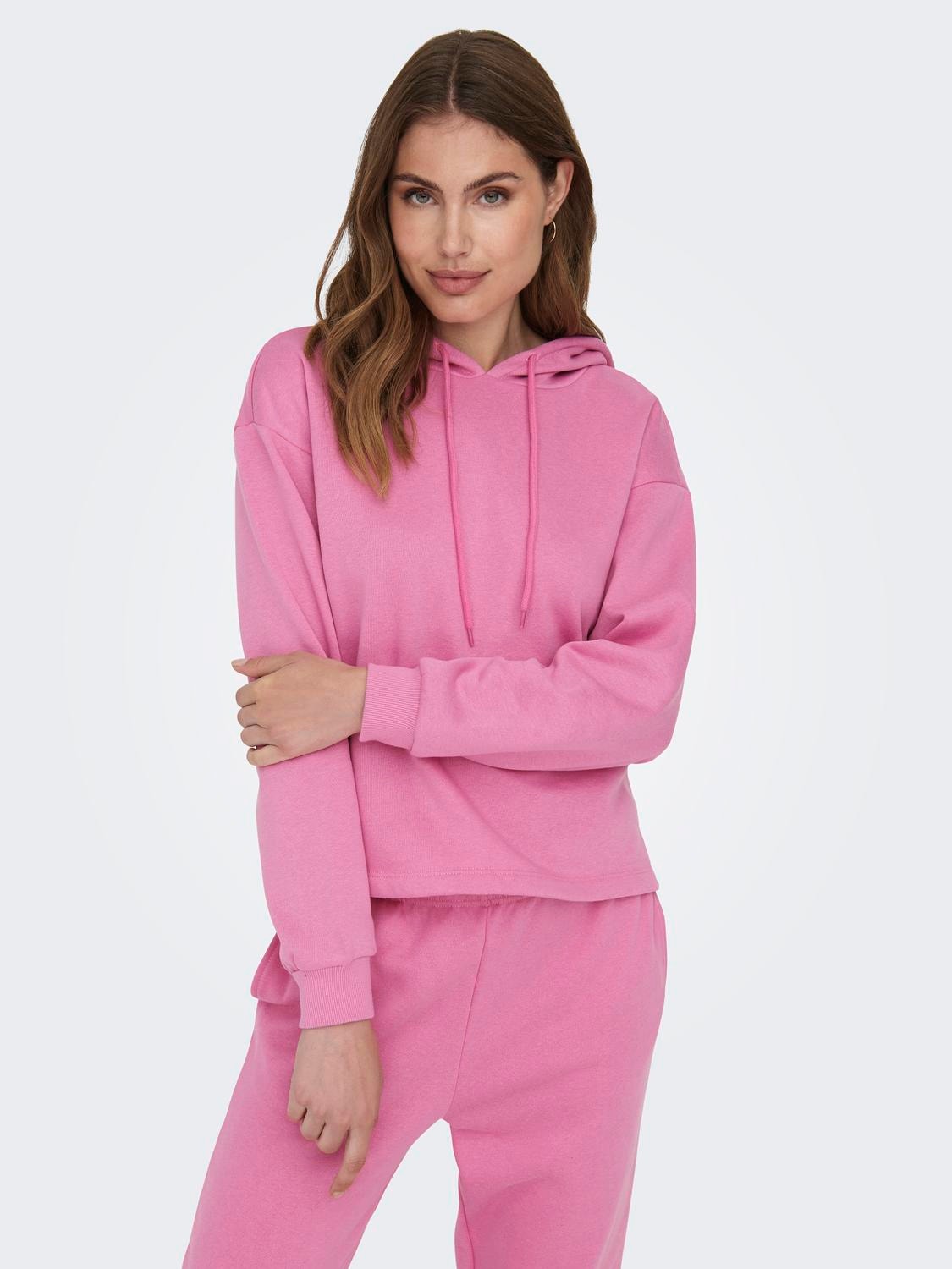 ONLY Solid color hoodie -Fuchsia Pink - 15321401
