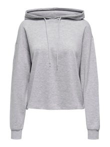 ONLY Normal passform Hoodie Nedsänkta axlar Sweatshirt -Light Grey Melange - 15321401