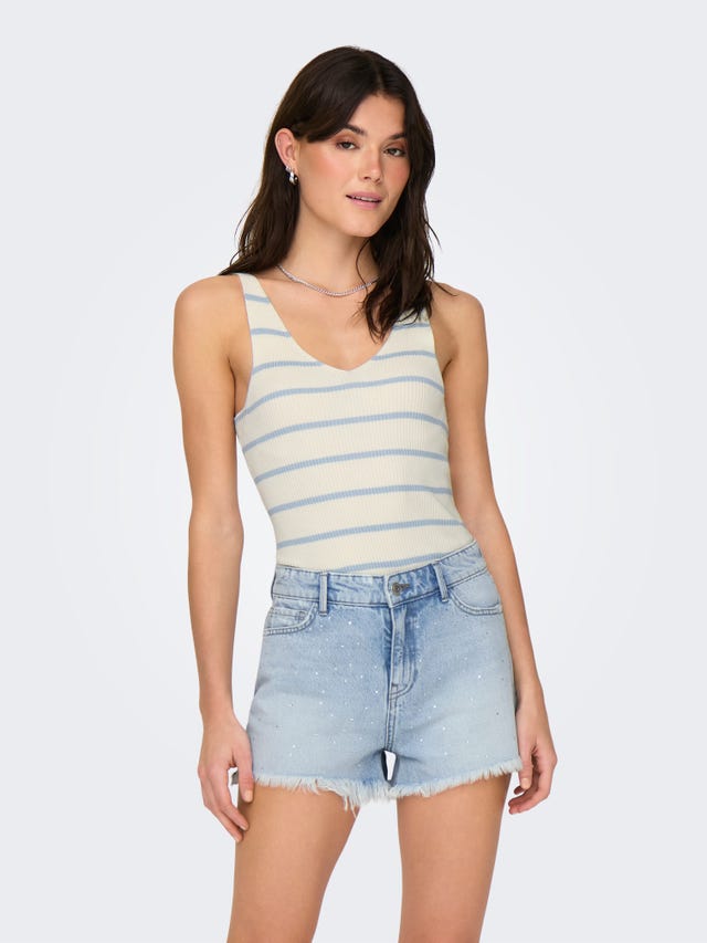 ONLY Striped sleeveless top with v-neck - 15321475