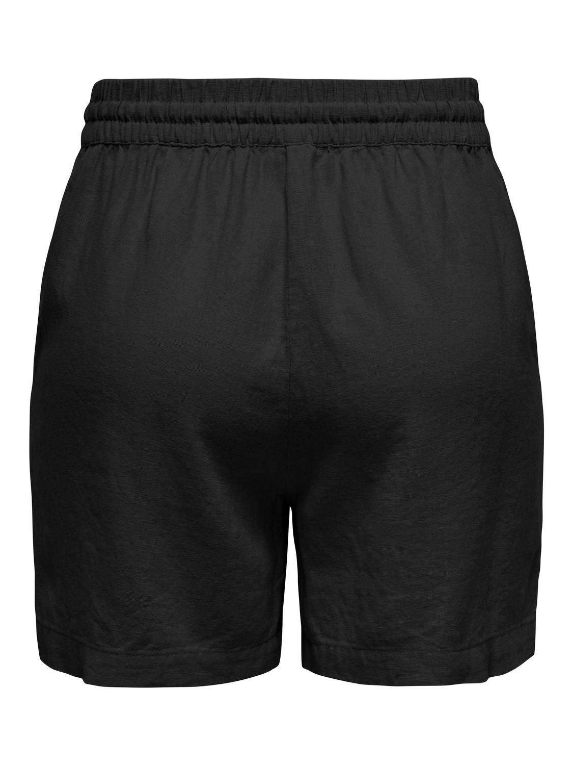 ONLY Højtaljede hør shorts -Black - 15321518