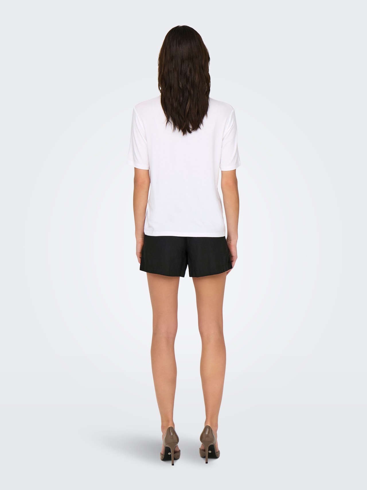 ONLY High waisted linen shorts -Black - 15321518