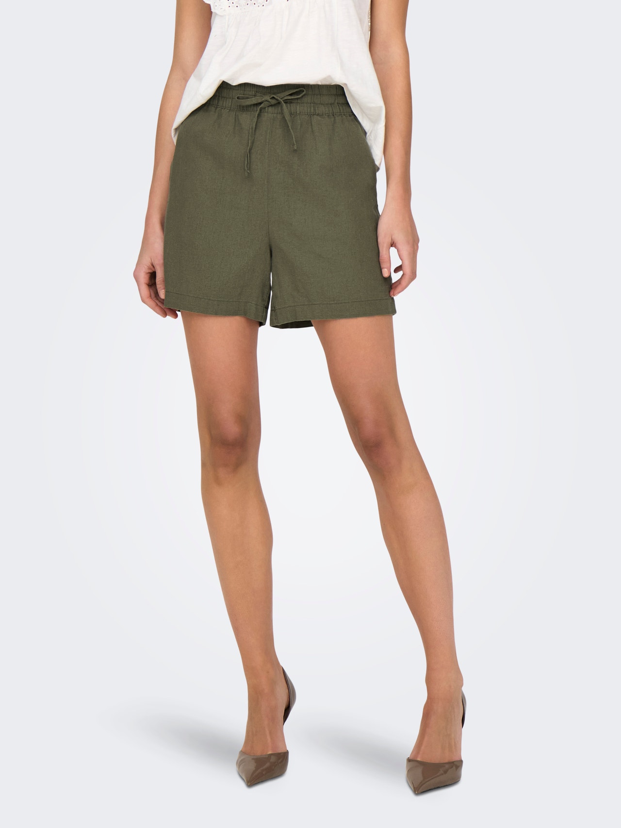 ONLY High waisted linen shorts -Kalamata - 15321518