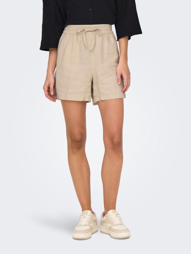 ONLY High waisted linen shorts - 15321518