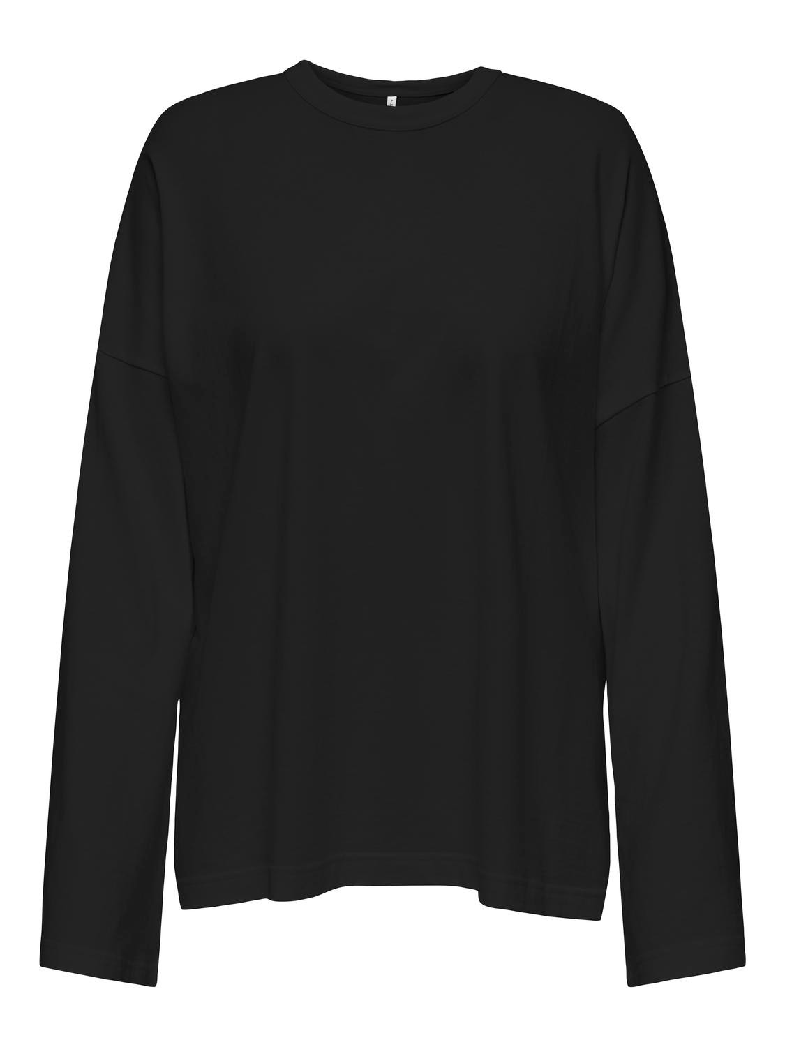 ONLY Regular Fit Round Neck Dropped shoulders Top -Black - 15321733