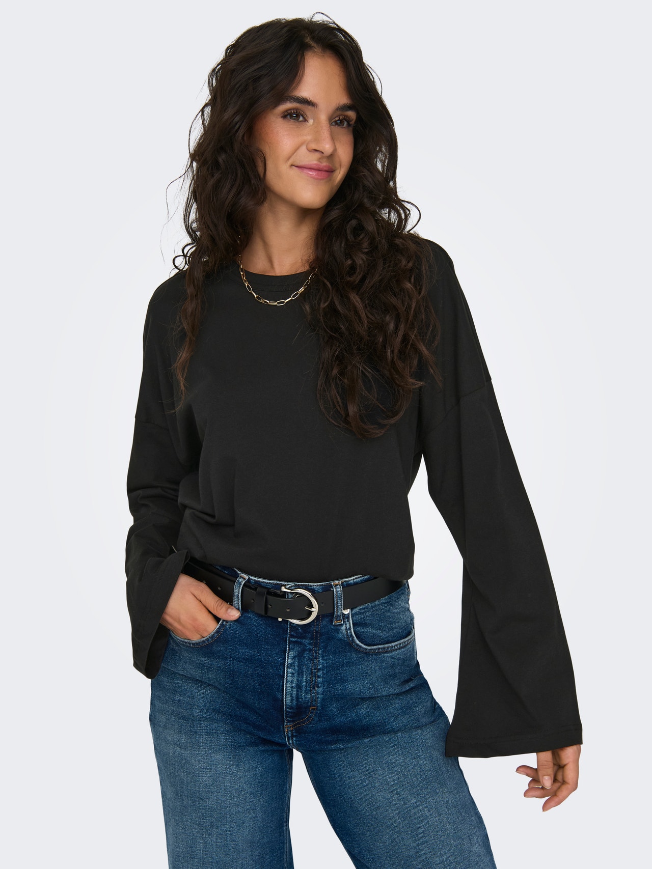 ONLY Tops Regular Fit Col rond Épaules tombantes -Black - 15321733