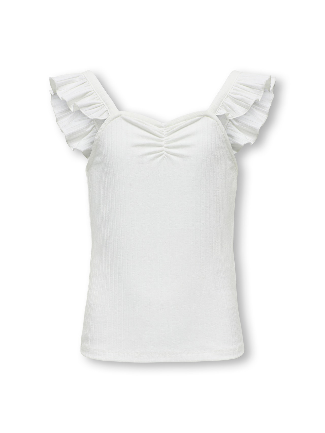 ONLY Rib top with frills -Cloud Dancer - 15321982