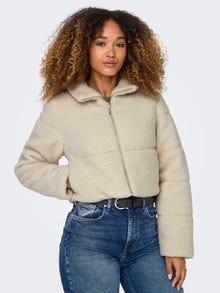 ONLY High neck teddy jacket -Pumice Stone - 15322080