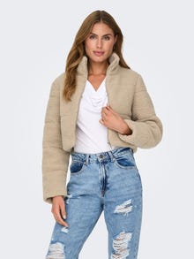 ONLY High neck teddy jacket -Humus - 15322080