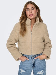 ONLY High neck teddy jacket -Humus - 15322080