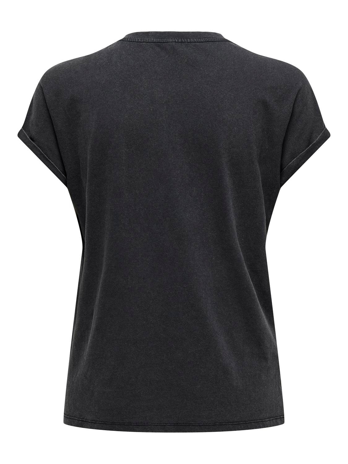 ONLY O-neck t-shirt with print -Black - 15322100