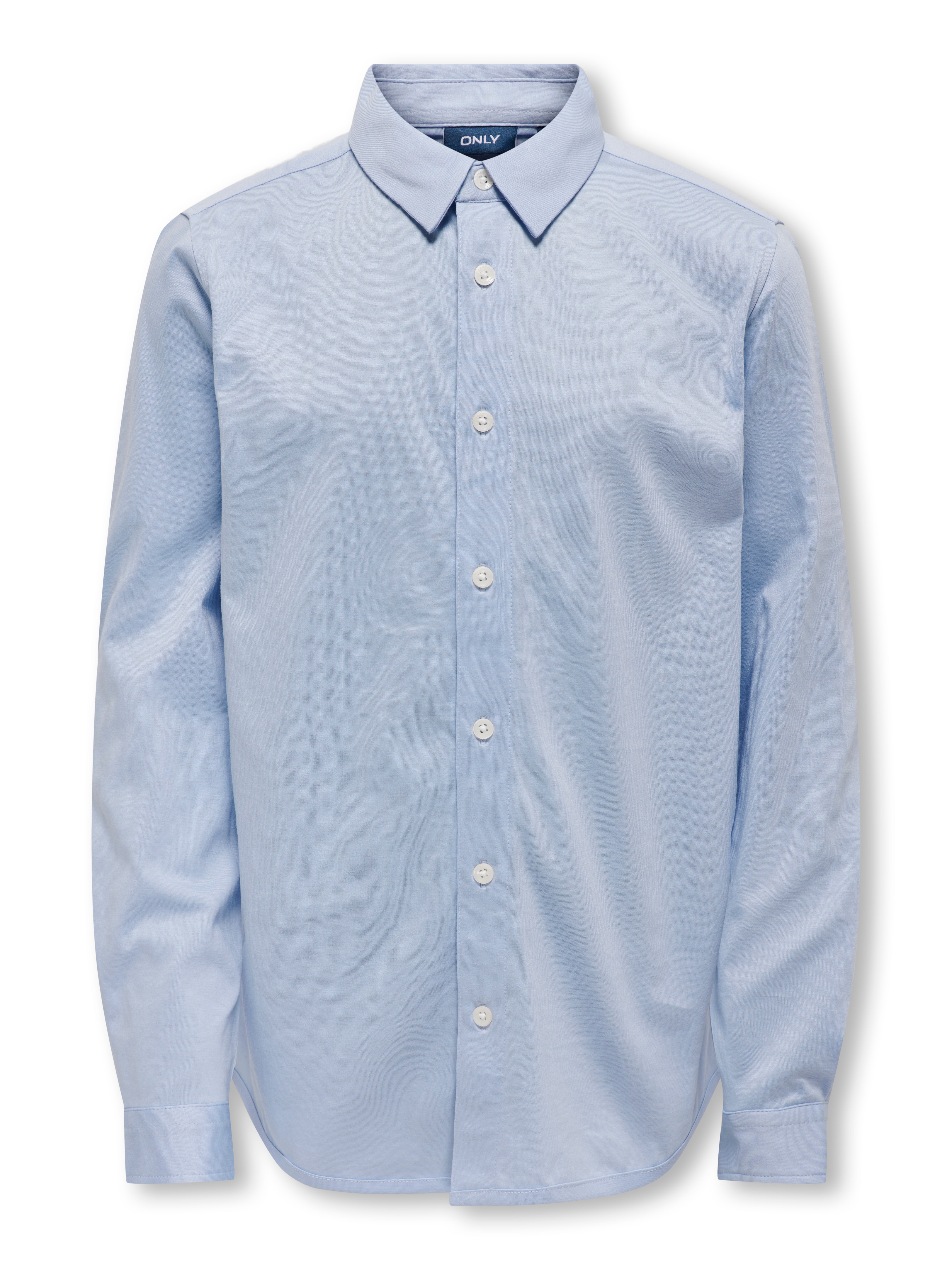 Hemd Oberster Knopf Geht Nicht Zu Normal geschnitten Hemdkragen Ärmelbündchen mit Knopf Hemd | Mittelblau