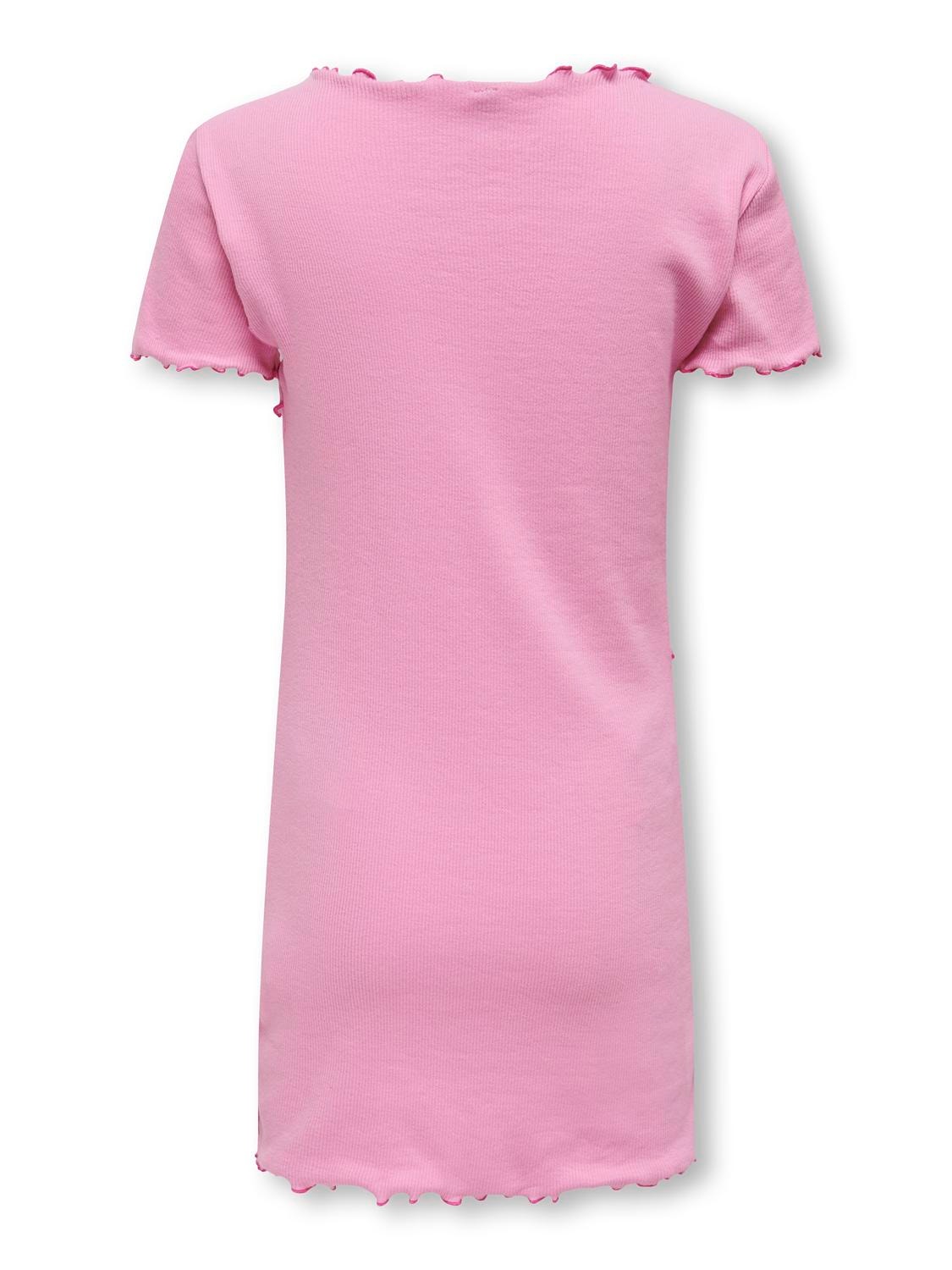 ONLY O-neck short dress -Begonia Pink - 15322221