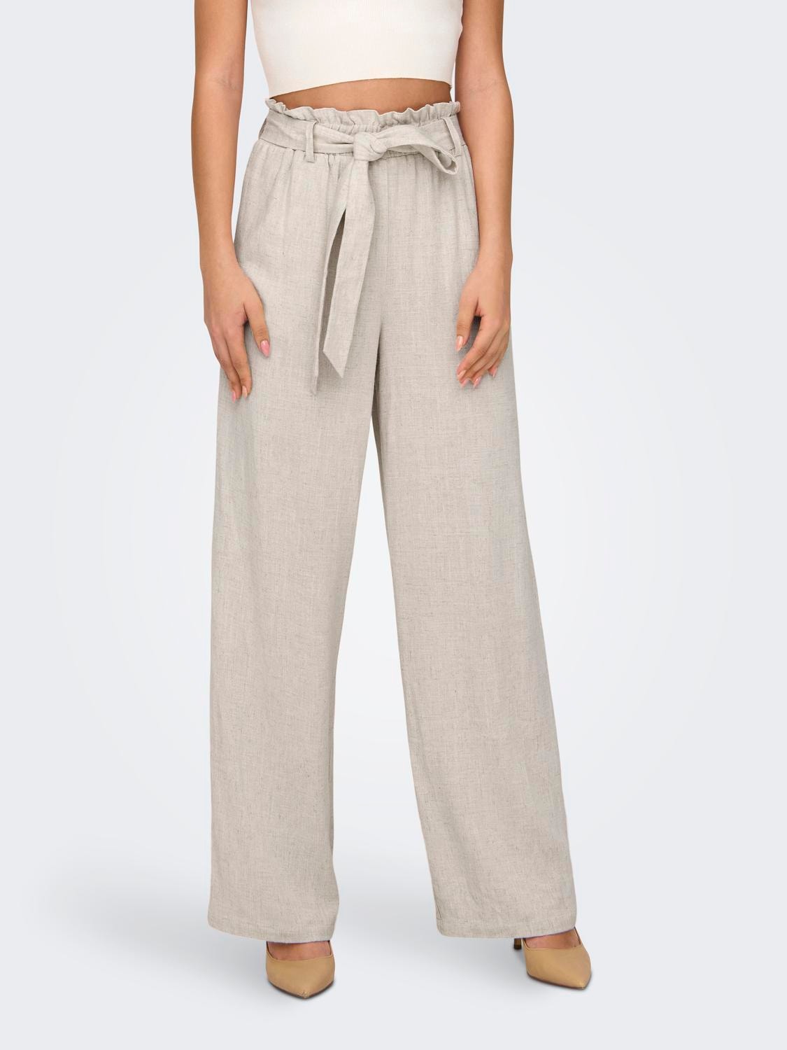 ONLY Straight Fit High waist Trousers -Moonbeam - 15322259