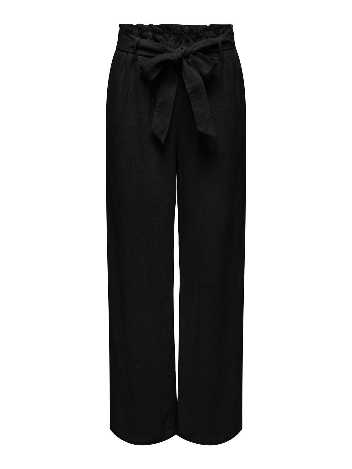 ONLY High waisted linen pants -Black - 15322259