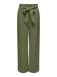 ONLY High waisted linen pants -Deep Lichen Green - 15322259