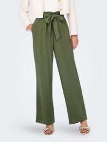 ONLY High waisted linen pants -Deep Lichen Green - 15322259