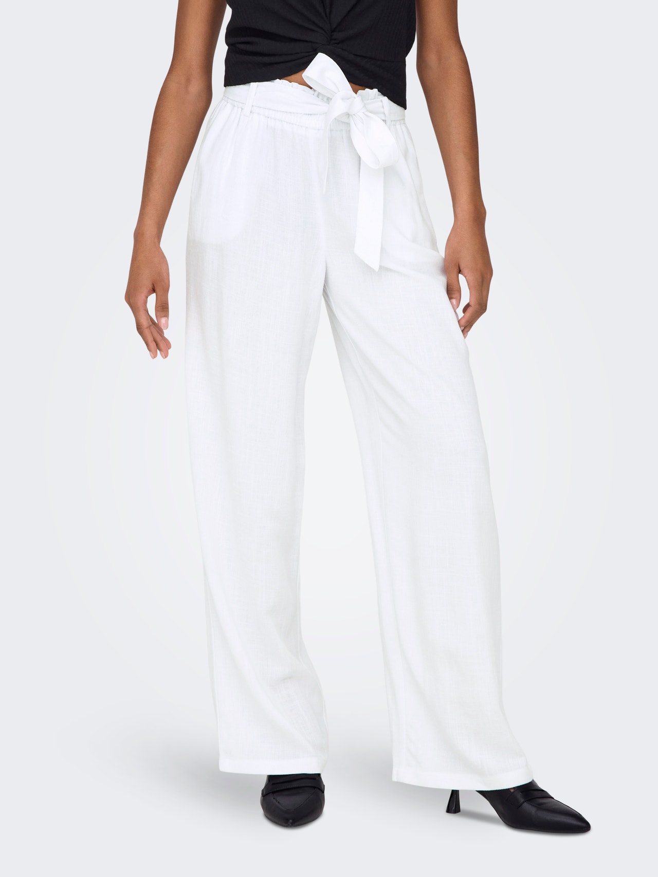 ONLY High waisted linen pants -Bright White - 15322259