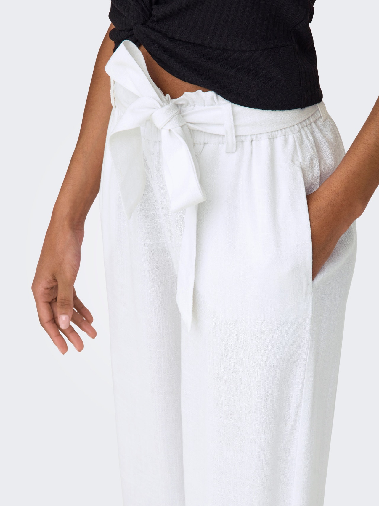 ONLY High waisted linen pants -Bright White - 15322259