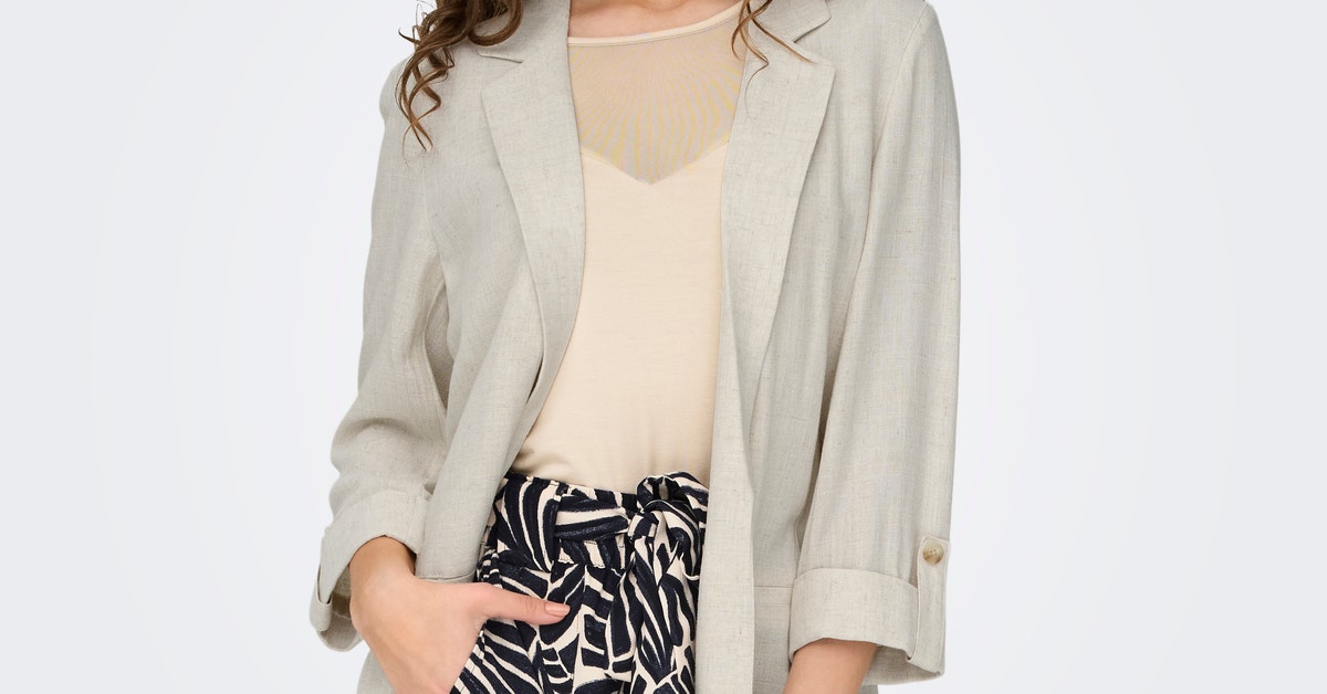 ONLY Dames Onlsiesta 3/4 Open Linen Bl Blazer TLR, abyss, 34