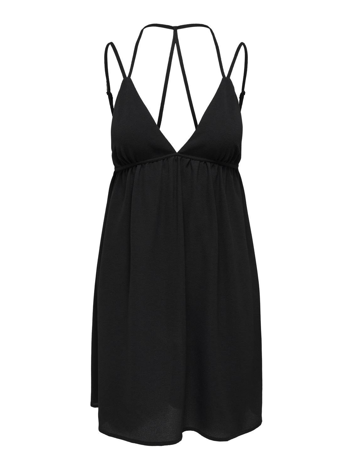 ONLY Regular Fit V-Neck Thin straps Short dress -Black - 15322291