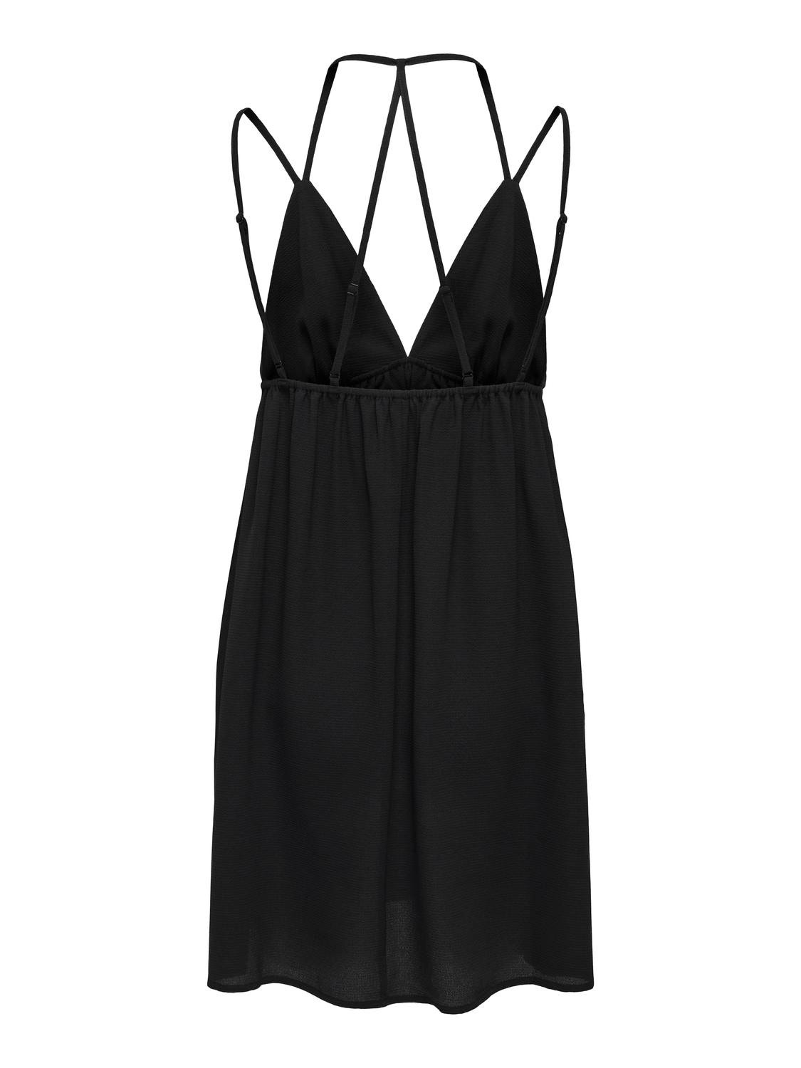 ONLY Regular Fit V-Neck Thin straps Short dress -Black - 15322291