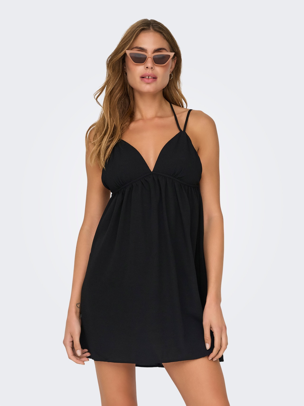 ONLY Regular Fit V-Neck Thin straps Short dress -Black - 15322291