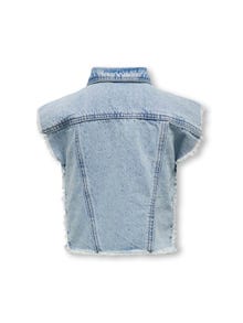 ONLY Veste en jean sans manches Col italien Poignets côtelés -Light Blue Denim - 15322353