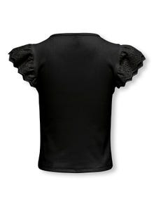 ONLY o-neck top with frills -Black - 15322495