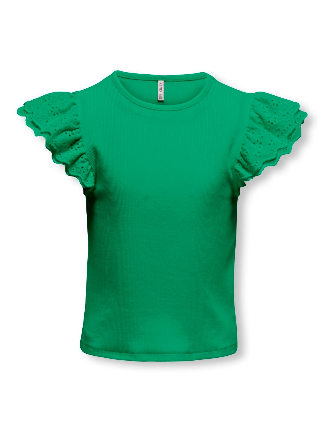 ONLY o-neck top with frills -Deep Mint - 15322495