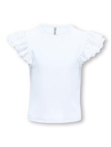 ONLY o-neck top with frills -Bright White - 15322495