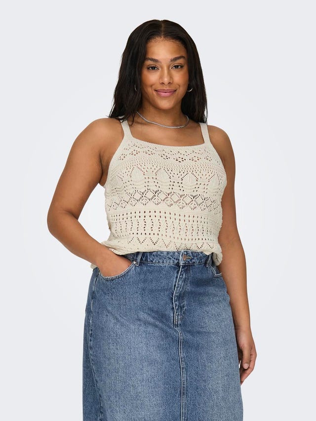 ONLY curvy u-neck knitted top - 15322573