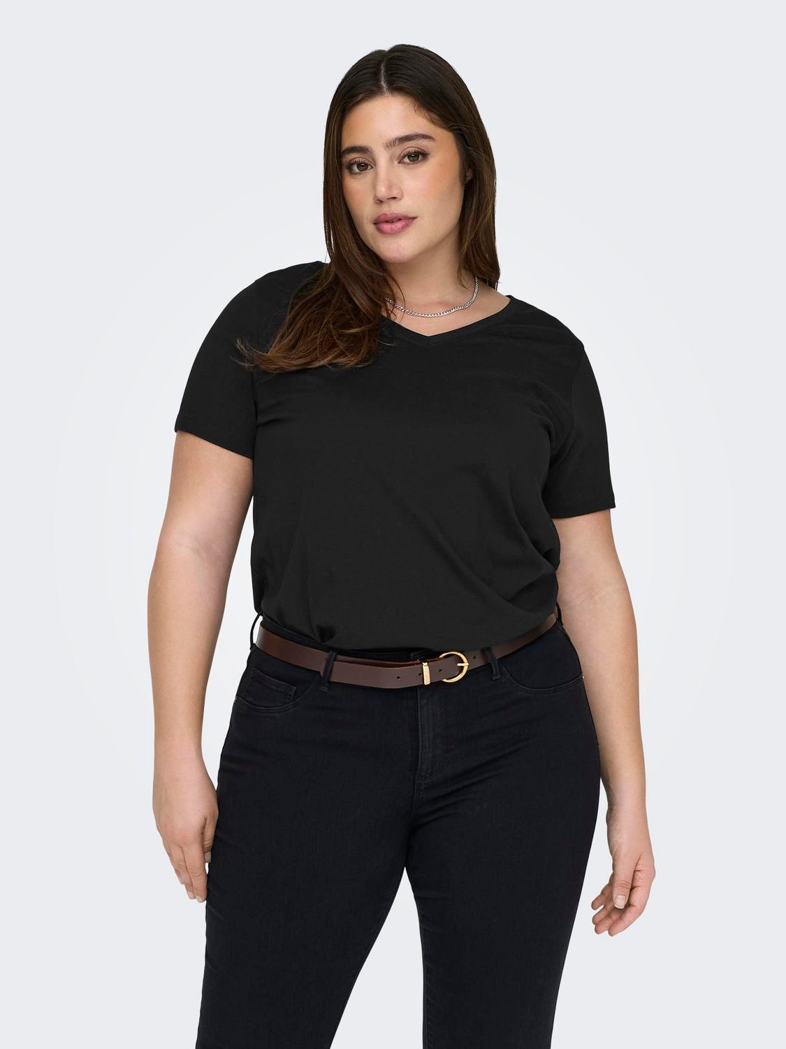 ONLY Normal geschnitten V-Ausschnitt T-Shirt -Black - 15322776