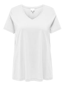 ONLY Regular Fit V-Neck T-Shirt -White - 15322776
