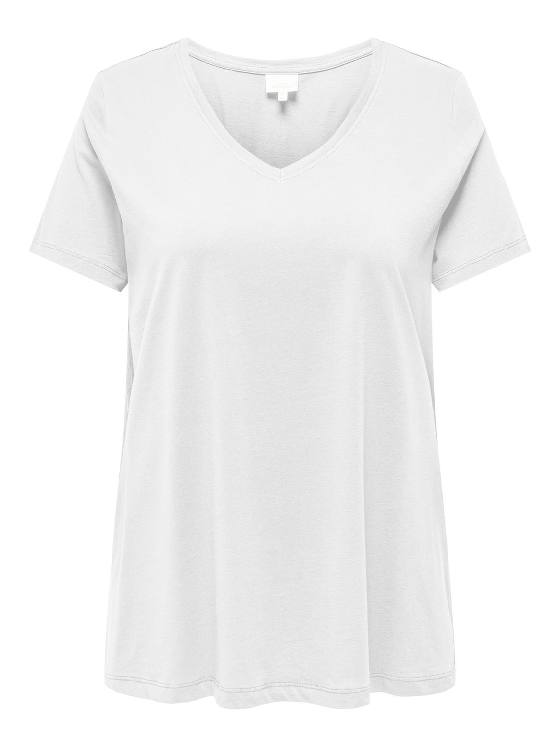 ONLY Regular Fit V-Neck T-Shirt -White - 15322776