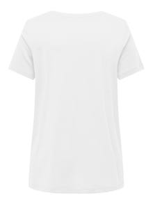 ONLY T-shirts Regular Fit Col en V -White - 15322776